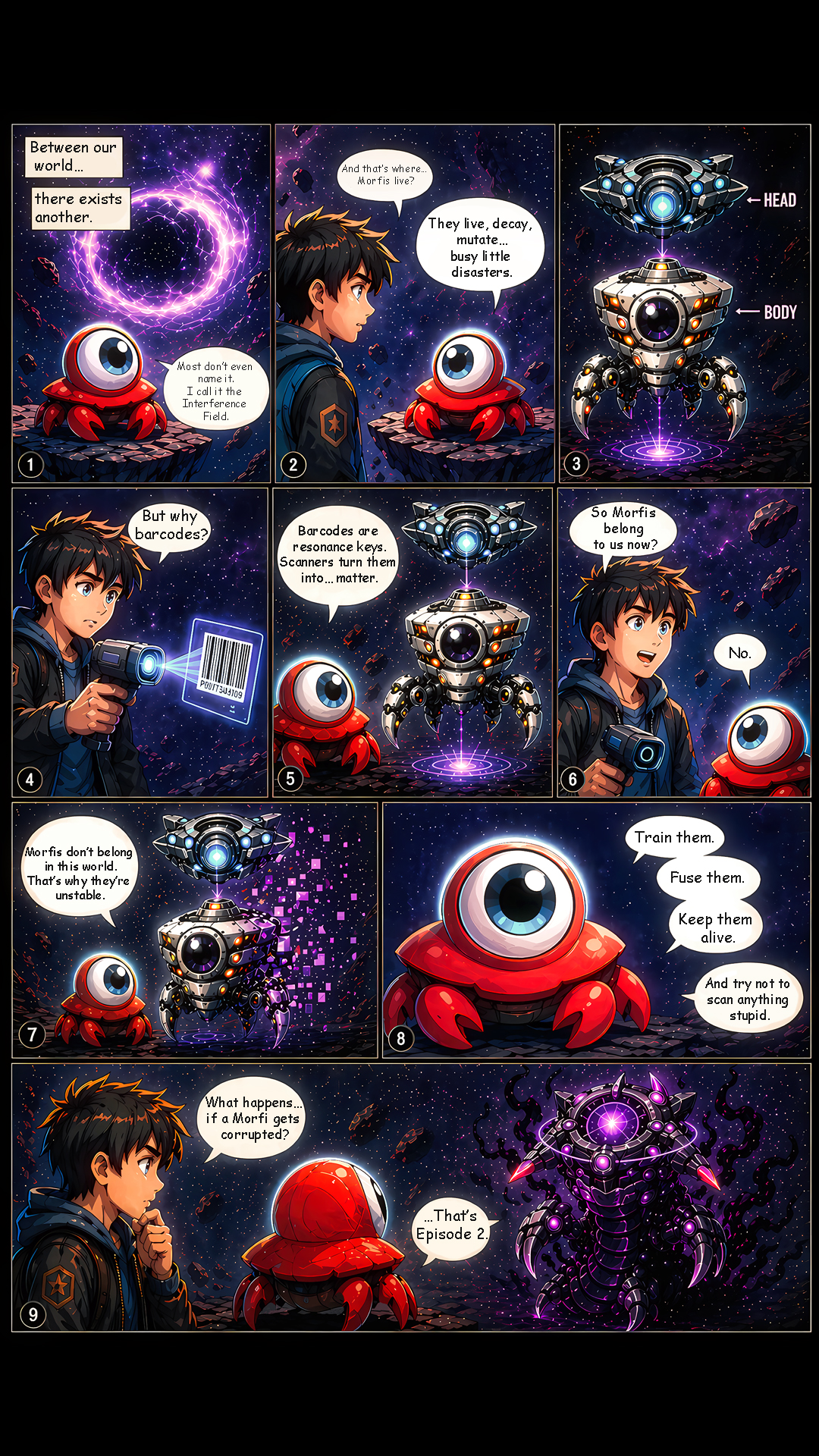 MetaMORFS comic preview introducing scanner technology and the world of the Morfis
