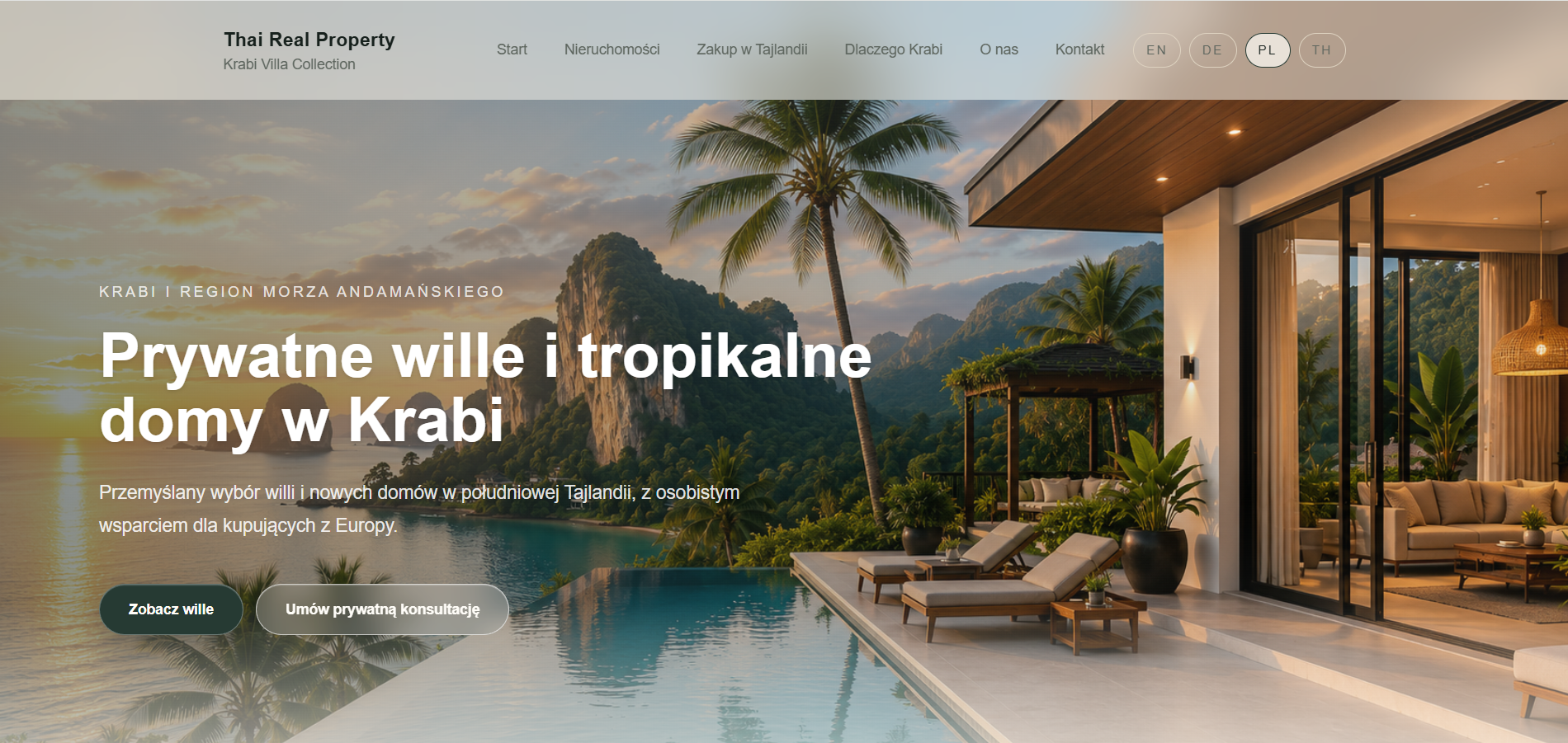Immobilienportal für Thailand mit Suche, Partner-/Admin-System und Publishing-Workflow.